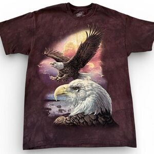 The Mountain XL Bald Eagle Graphic T-Shirt Brown Tie Dye USA